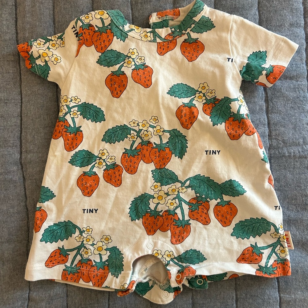 Tiny Kids Bodysuit with Strawberry Print